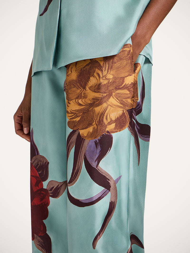 Palazzo Silk Pant in Peony Placée