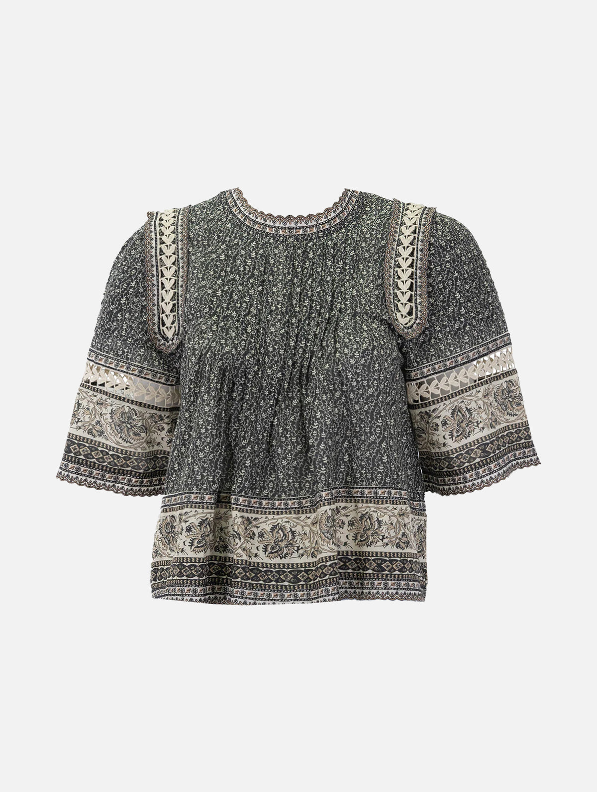 Palma Print Top in Black