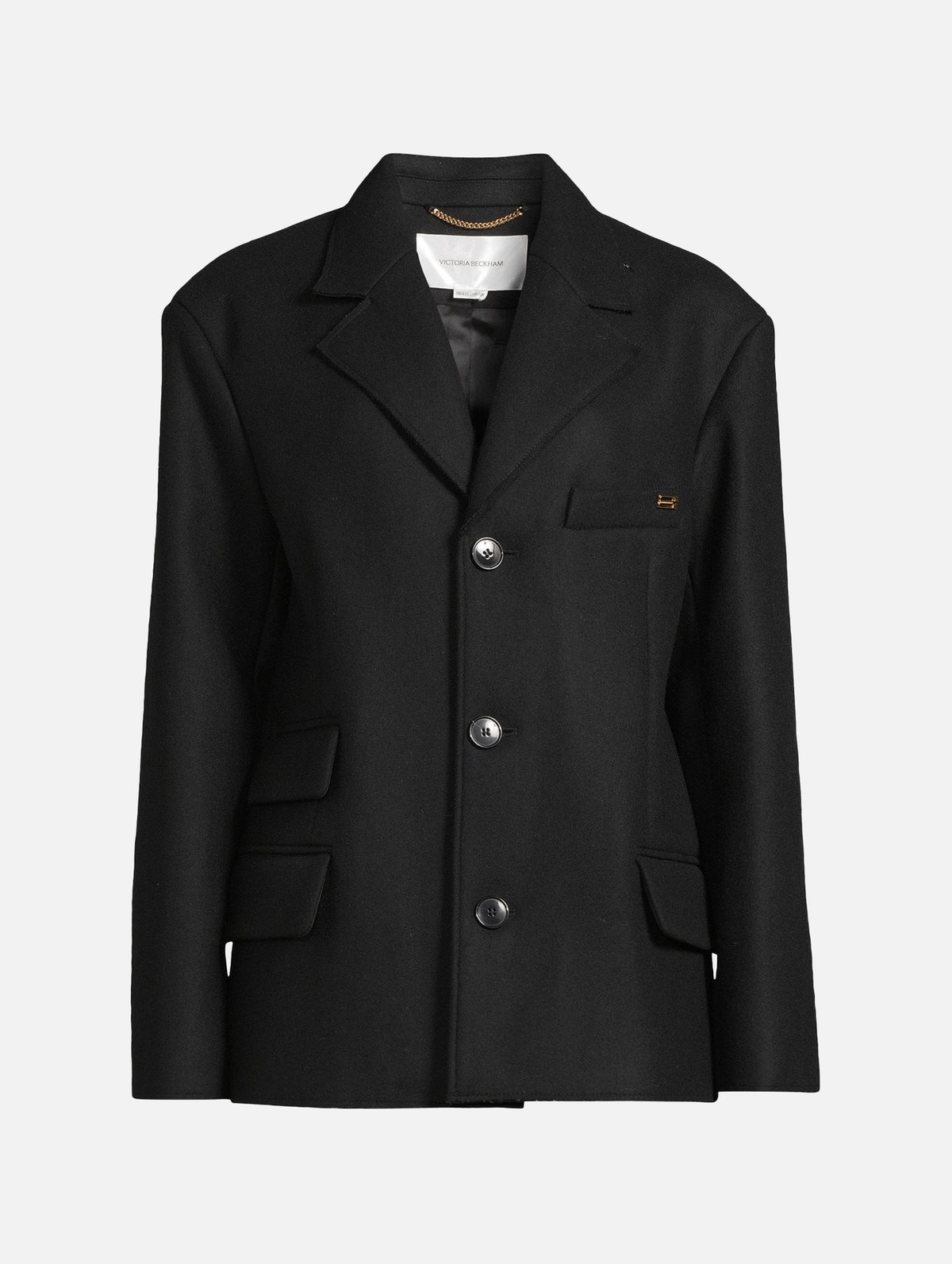 Tailored Pea Coat in Black