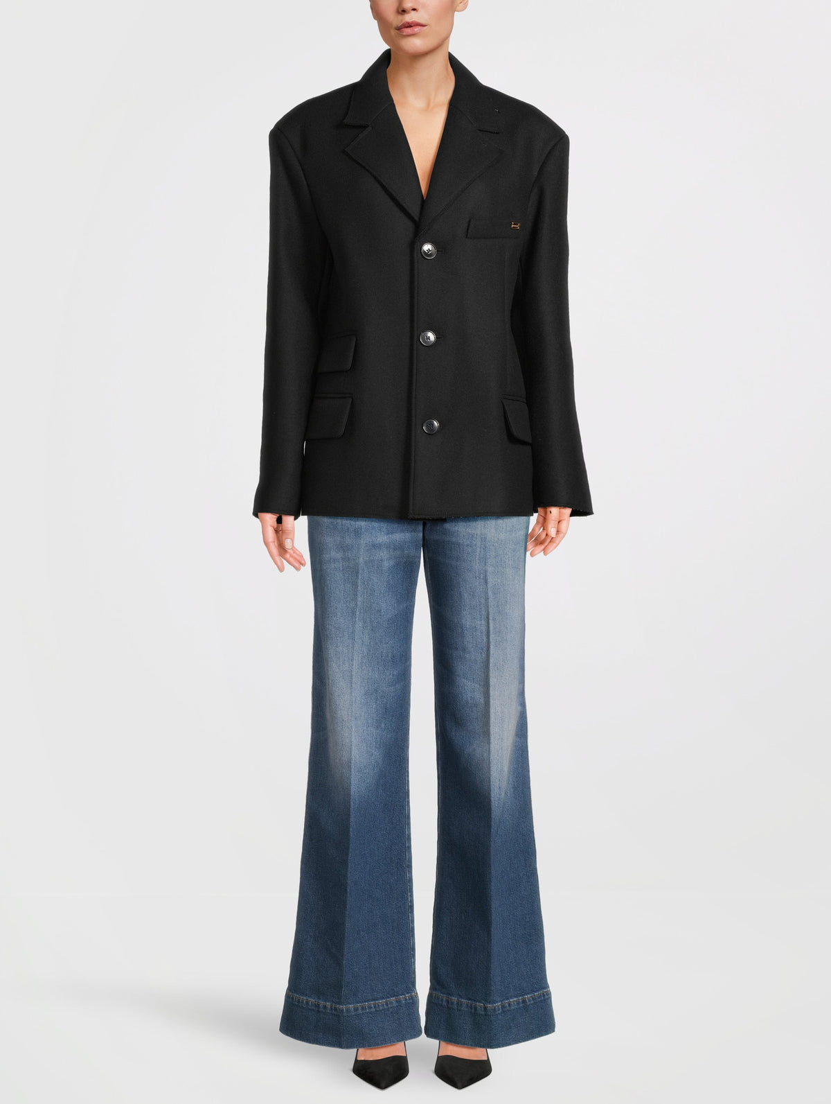 Tailored Pea Coat in Black