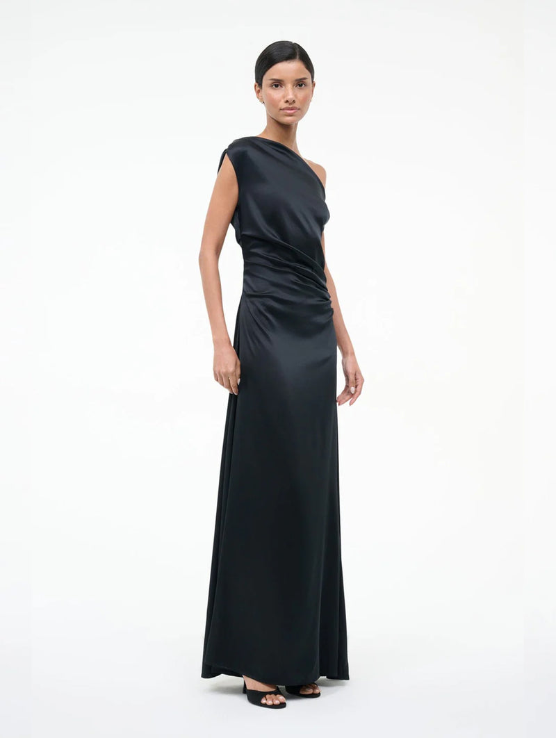 Phare Silk Maxi Dress in Black