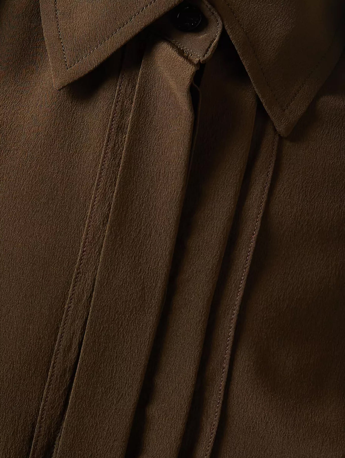 Pin-Tuck Silk Detail Blouse in Dark Olive