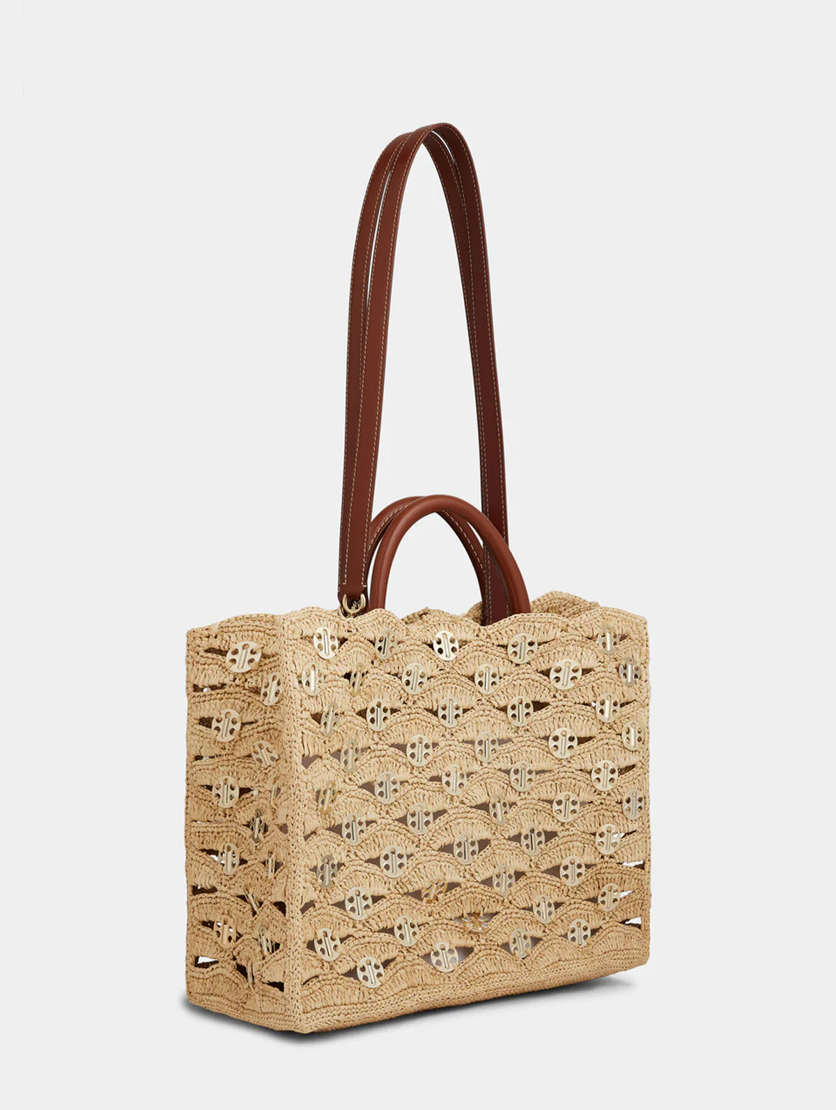 Raffia Tote Bag in Gold