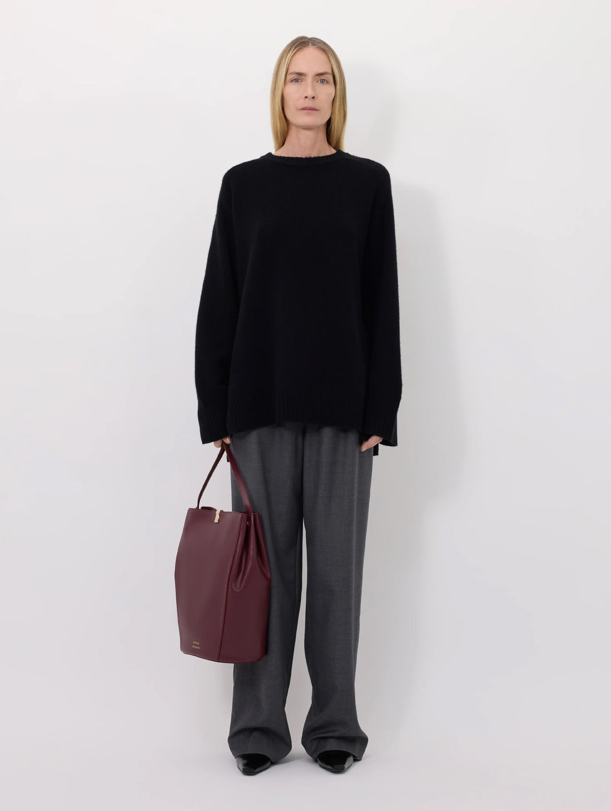 Safi Wool Long Sweater in Black