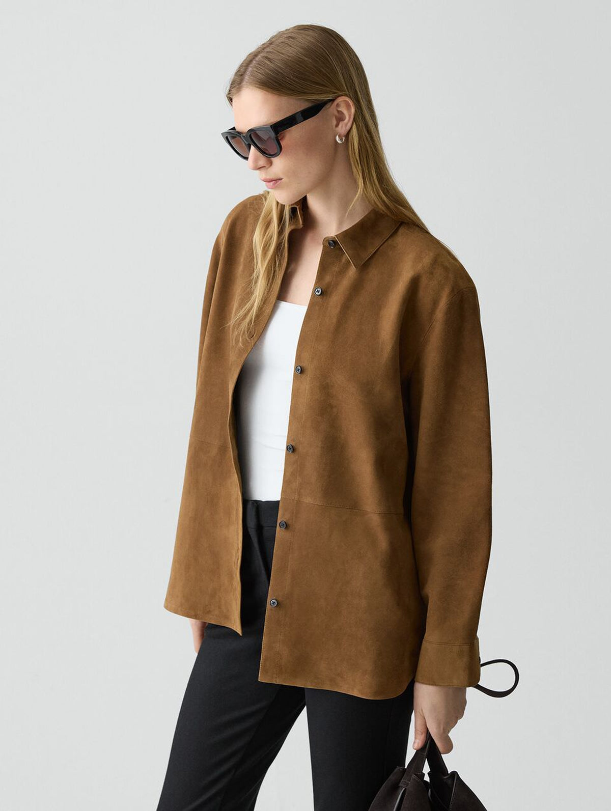 Menswear Suede Shirt in Deep Tobacco