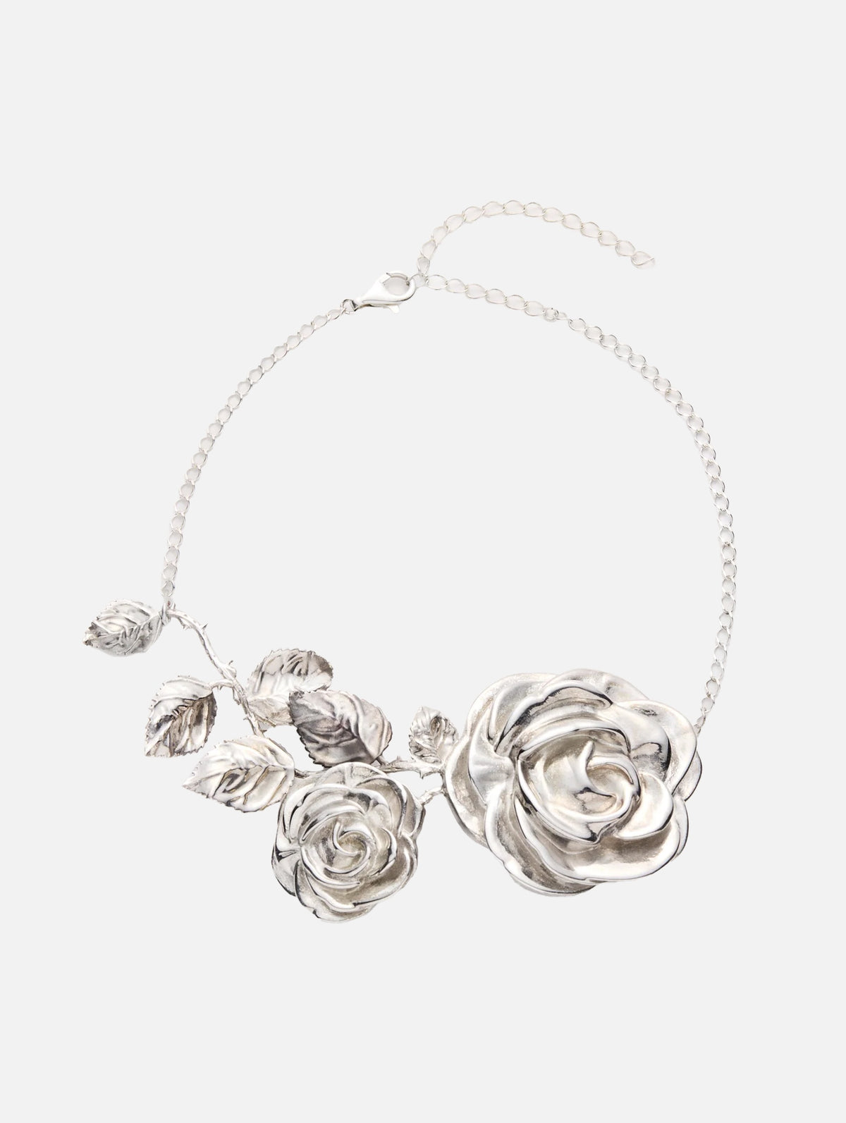 Rose Vine Statement Necklace in Silver
