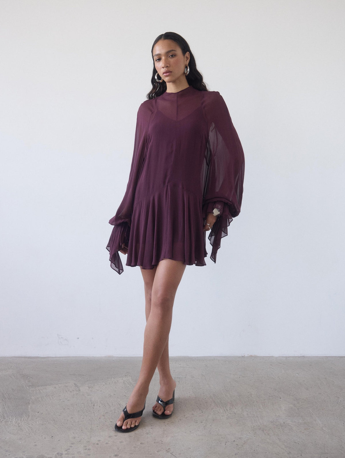 Terran Georgette Chiffon Mini Dress In Earth
