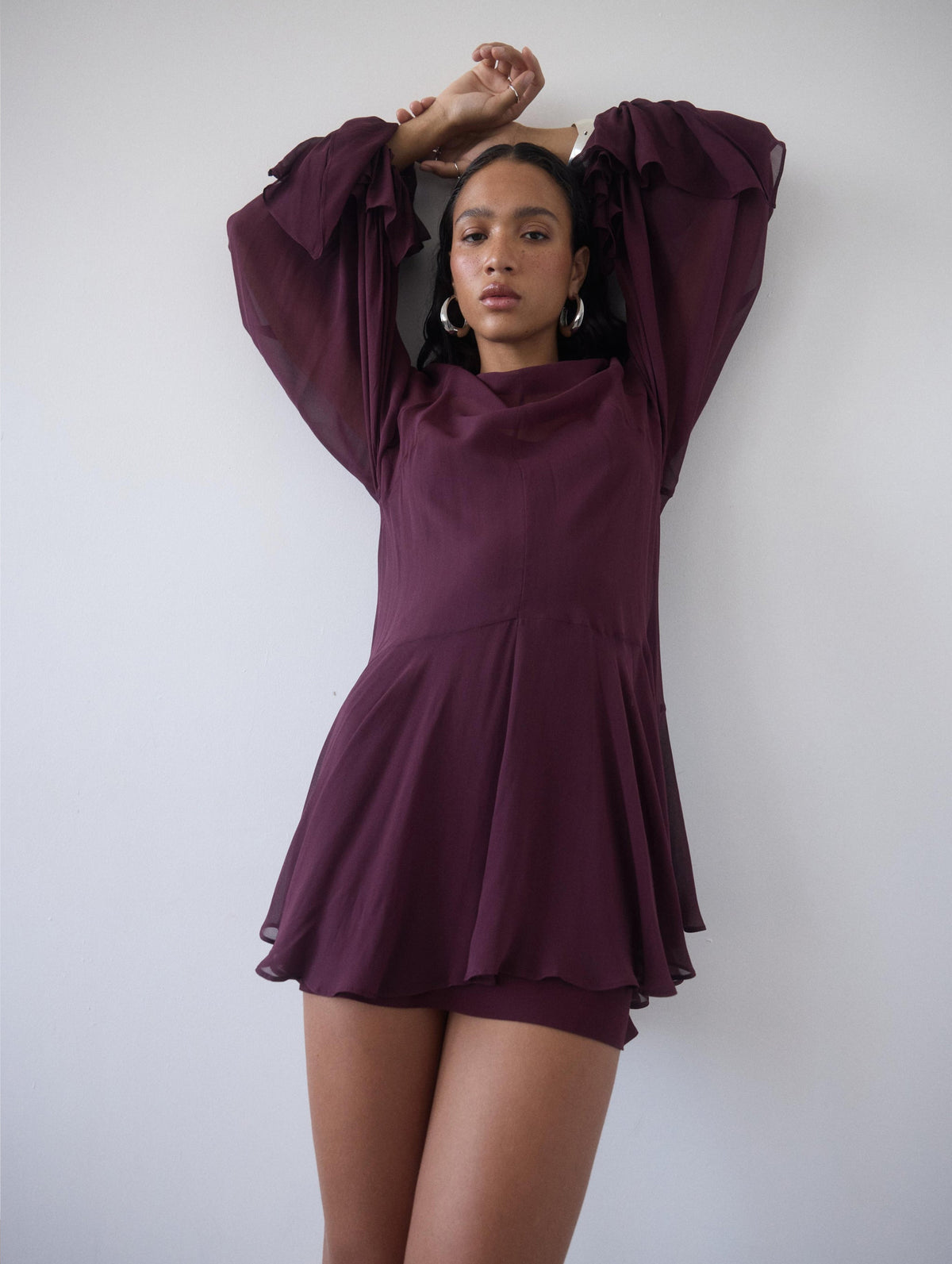 Terran Georgette Chiffon Mini Dress In Earth