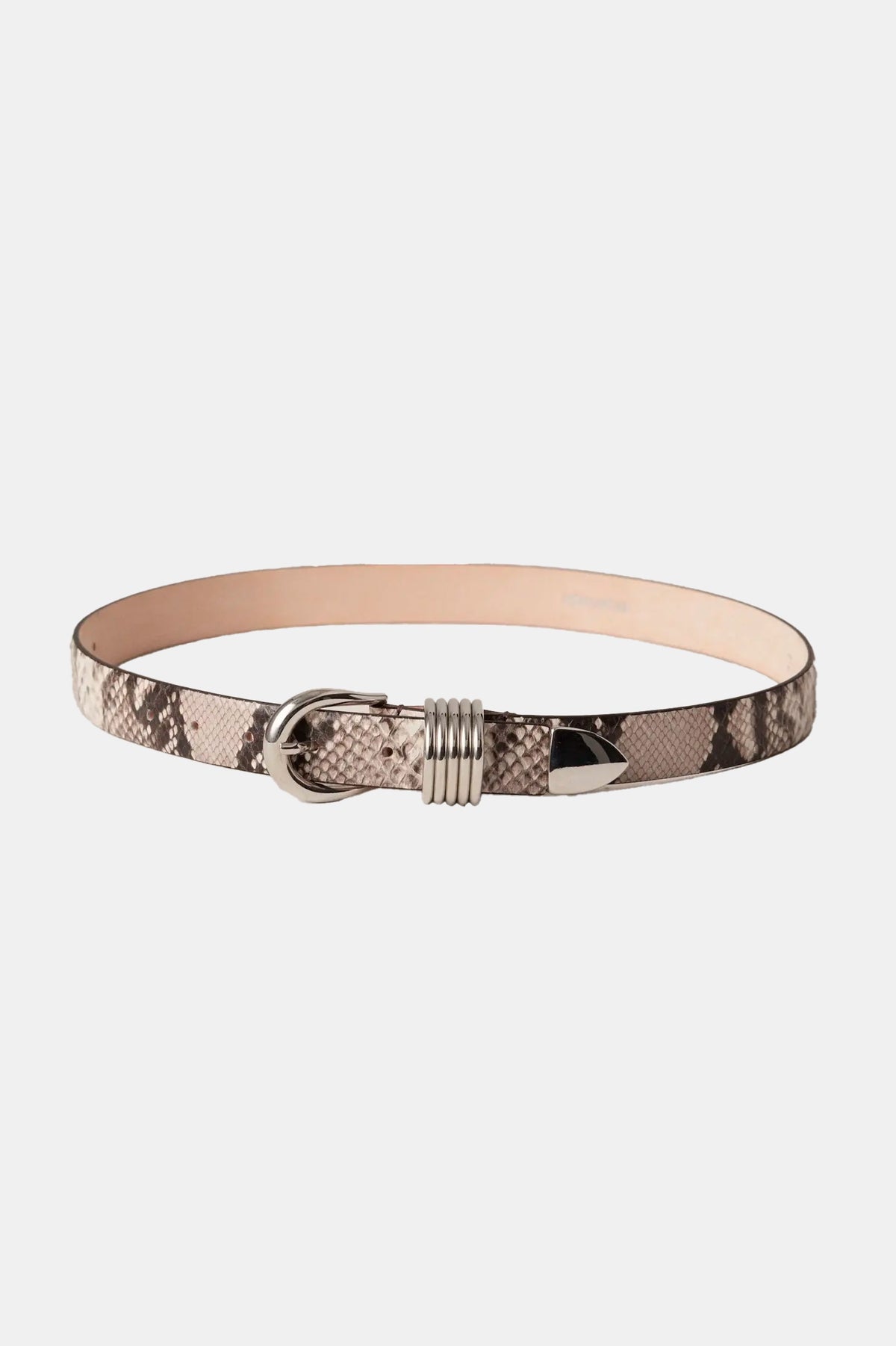 Hollyhock Snake Belt in Beige & Silver